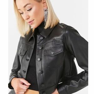 F21 FAUX LEATHER CROP JACKET NWT